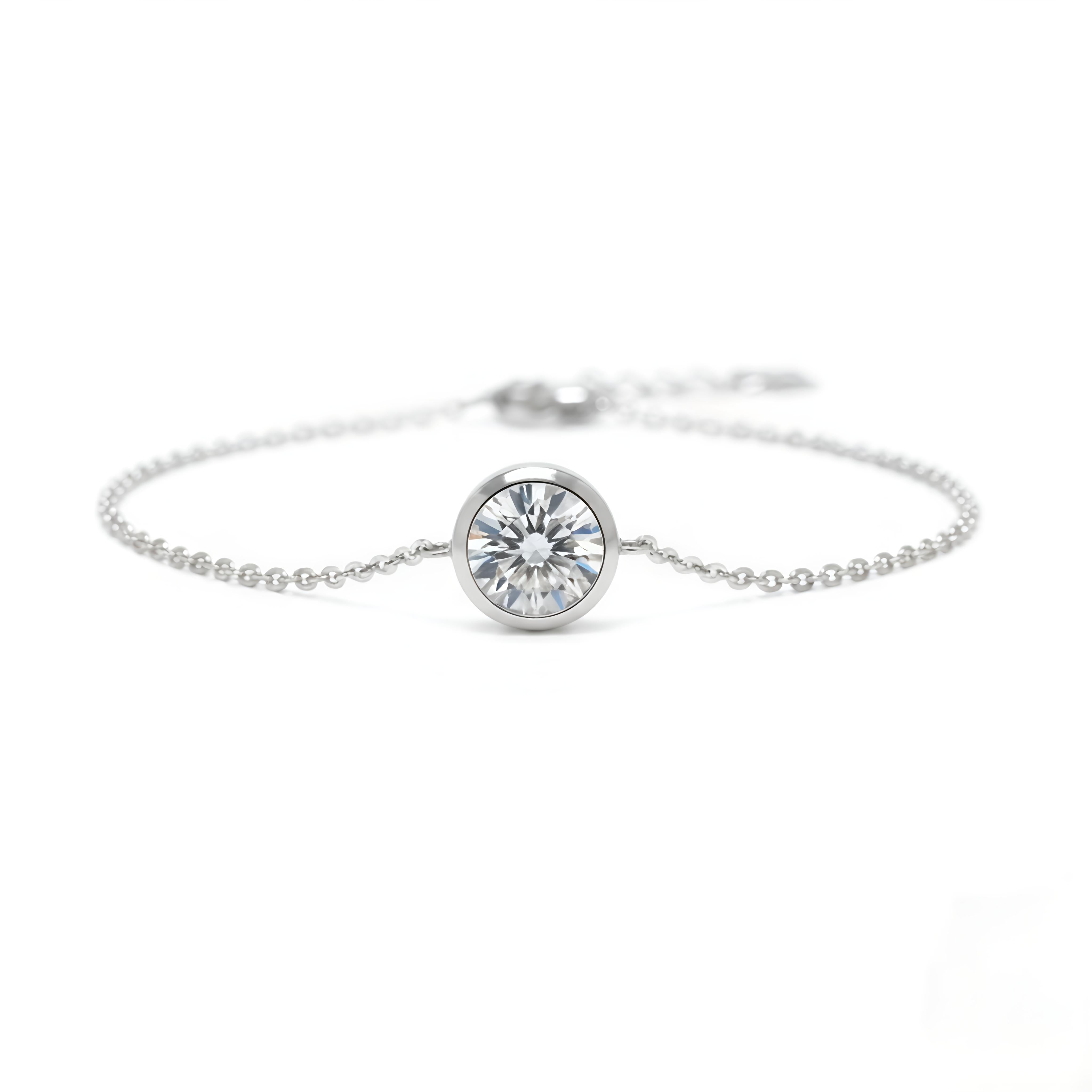 ✨ 1 Carat Moissanite Bezel-Set Silver Bracelet